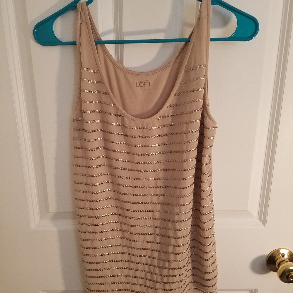 Cream Sequined Loft Tank